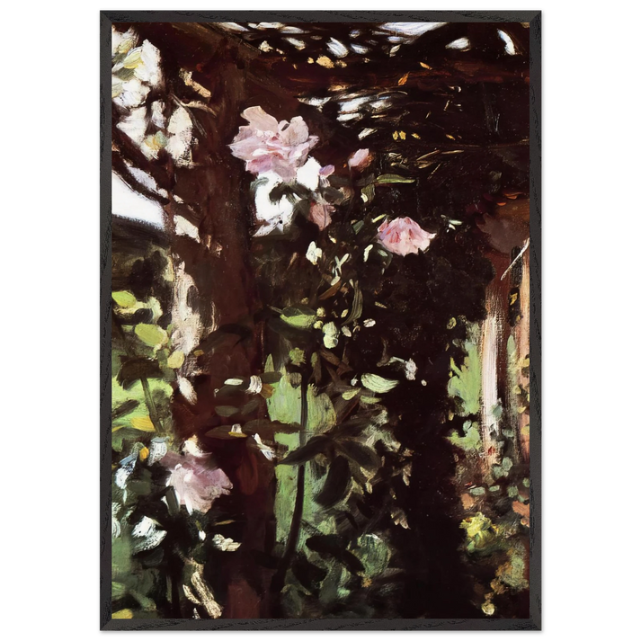 A Rose Trellis Roses at Oxfordshire - John Singer Sargent 70x100 cm / 28x40 inches Framed Art Print – Black Wooden Frame