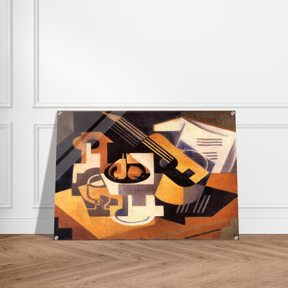 GUITAR AND FRUIT BOWL ON A TABLE 1918 - Juan Gris Acrylic Print - 70x100 cm / 28x40″ inches | Juan Gris Wall Art | Juan Gris Prints