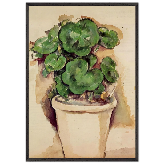 Pot of Geraniums - Paul Cezanne 70x100 cm / 28x40 inches Framed Art Print – Black Wooden Frame