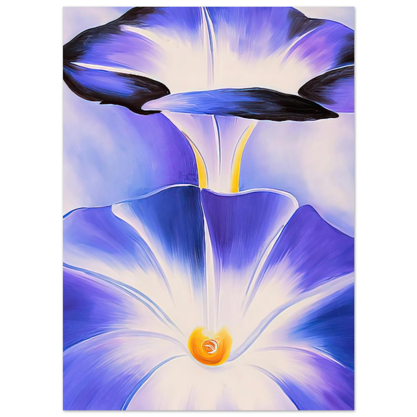 Georgia O'Keeffe - Blue Morning Glories Fine Art Poster - 75x100 cm / 30x40 inches
