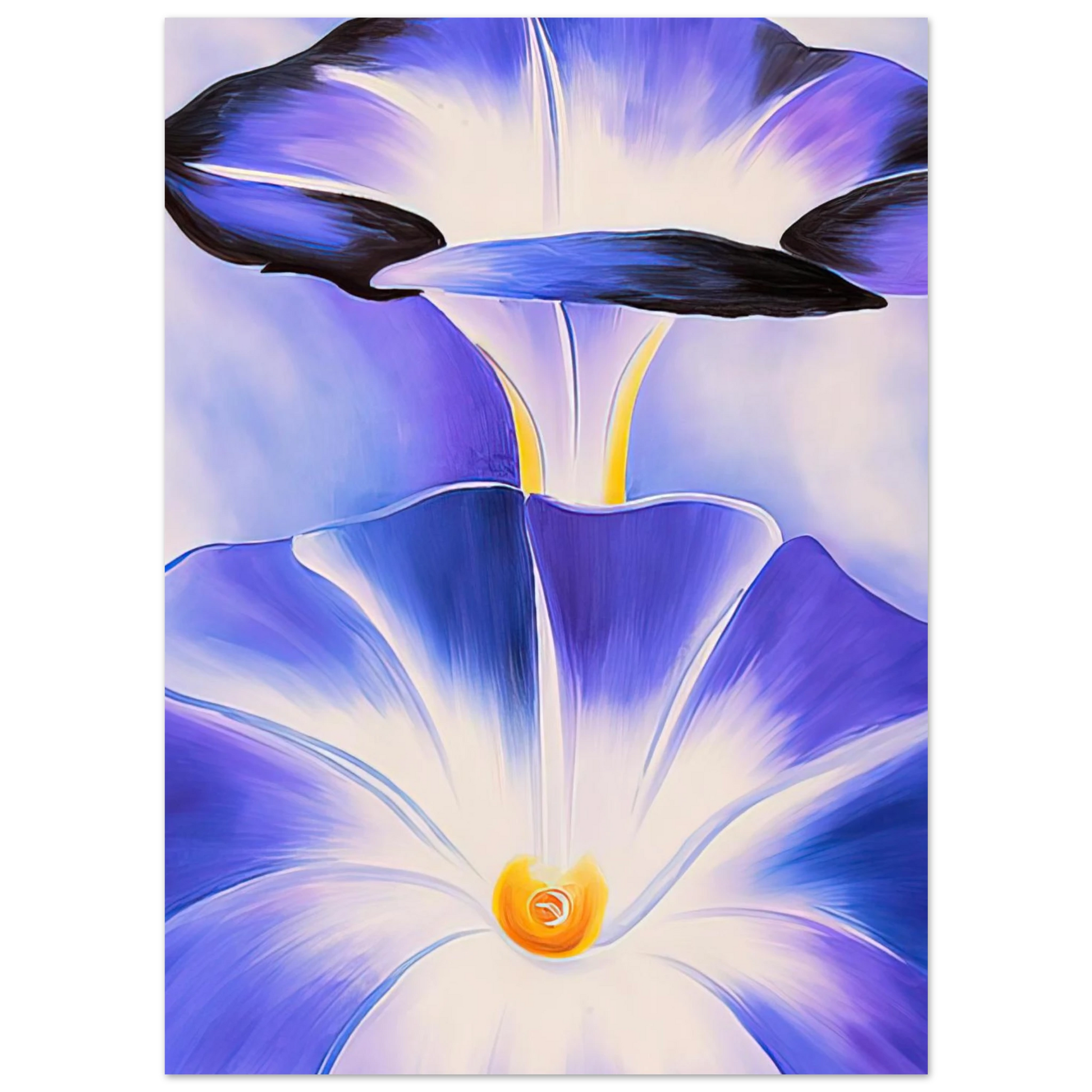 Georgia O'Keeffe - Blue Morning Glories Fine Art Poster - 75x100 cm / 30x40 inches