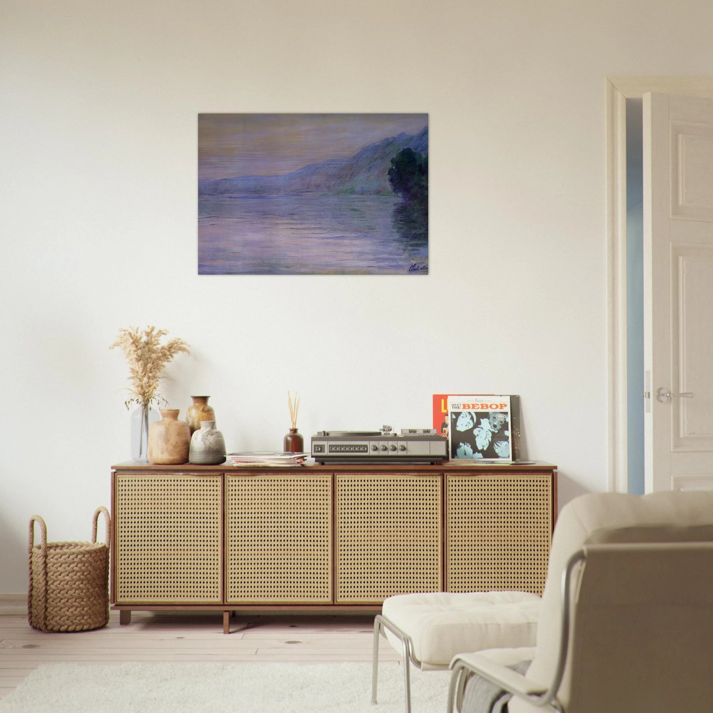 The Seine at Port-Villez, Blue Effect - claude monet Brushed Aluminum Print - 70x100 cm / 28x40 inches | claude monet Aluminum Print | claude monet Prints