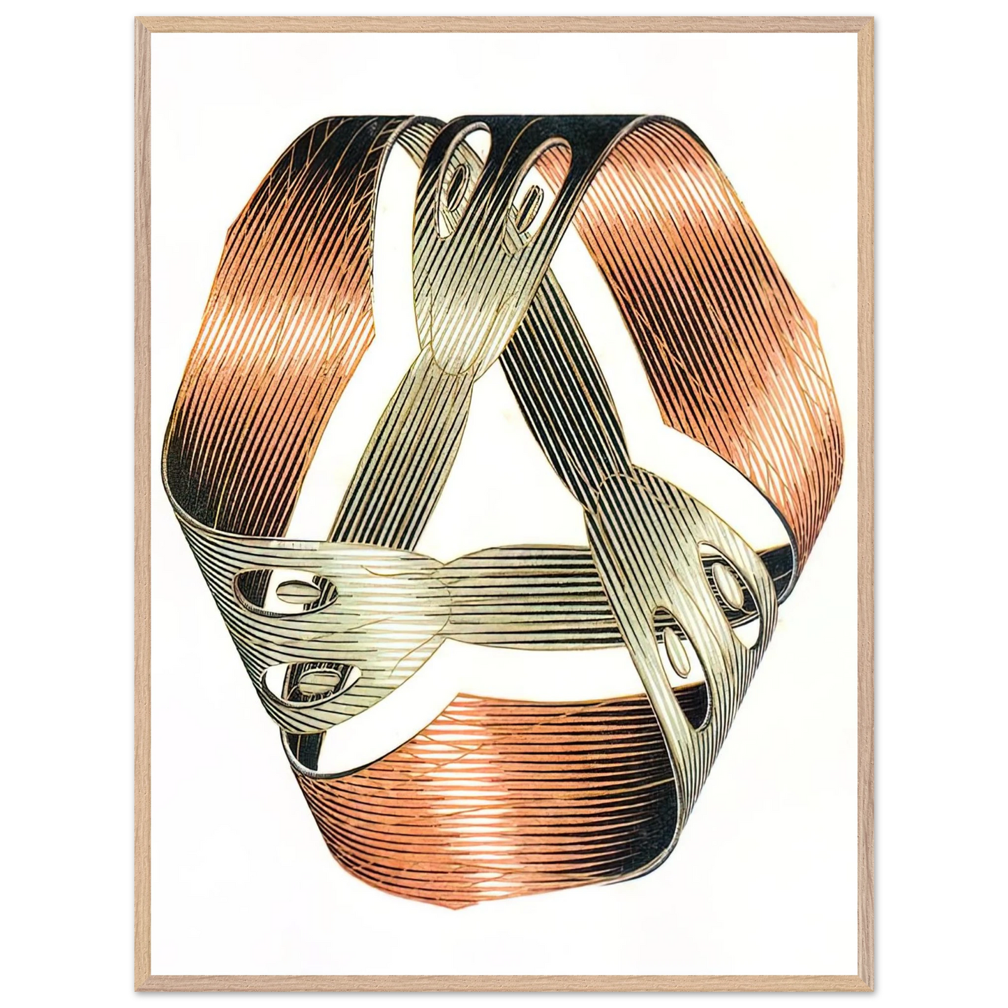 MC Escher - MOEBIUS STRIP I Wall Art - 21x29.7 cm / 8x12" - Premium Wooden Framed Poster With Fine Art Paper - Wood frame