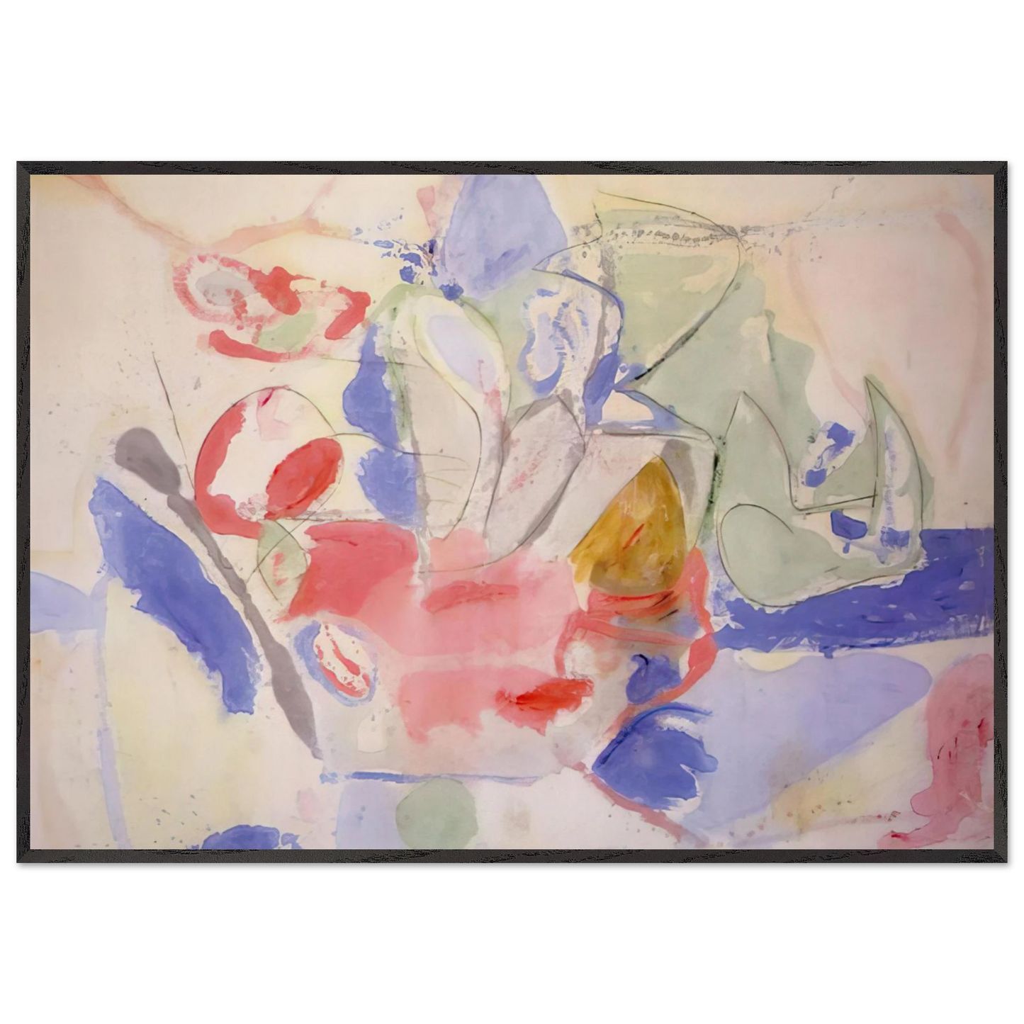 Helen Frankenthaler - Mountains and Sea - 1952 Wall art - 13x18 cm / 5x7 Inches - Premium Wooden Framed Poster With Fine Art Paper - White frame
