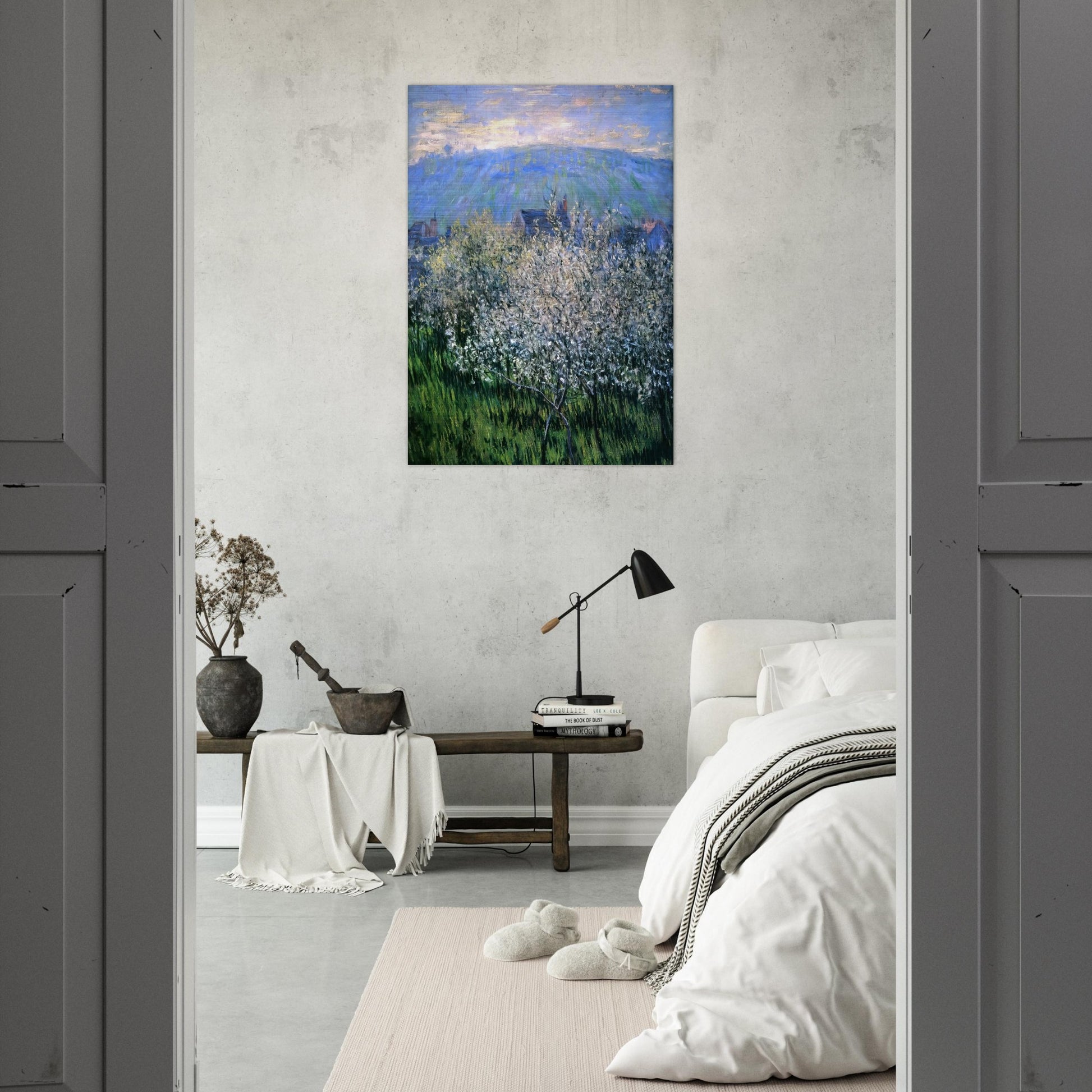 Plums Blossom - claude monet Brushed Aluminum Print - 70x100 cm / 28x40 inches | claude monet Aluminum Print | claude monet Prints