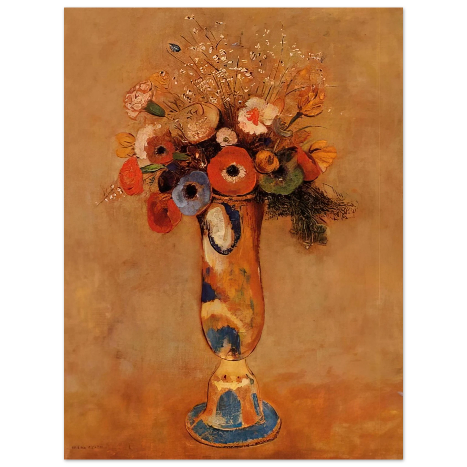 Odilon Redon - WILDFLOWERS IN A LONG NECKED VASE Fine Art Poster - Default Title