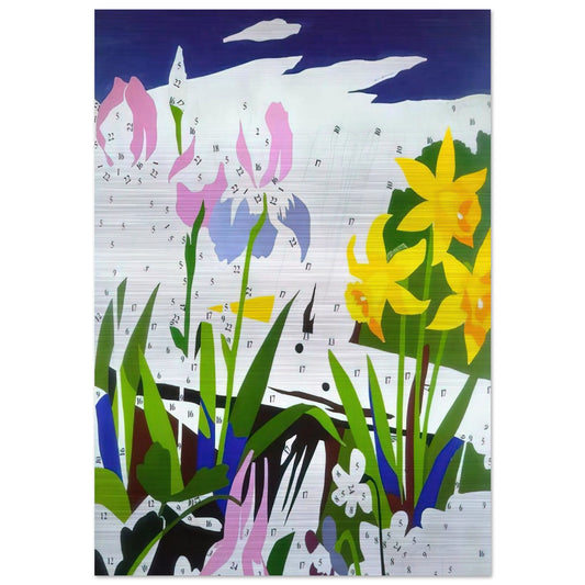 Do It Yourself  Flowers  - Andy Warhol Brushed Aluminum Print - 70x100 cm / 28x40 inches | Andy Warhol Aluminum Print | Andy Warhol Prints