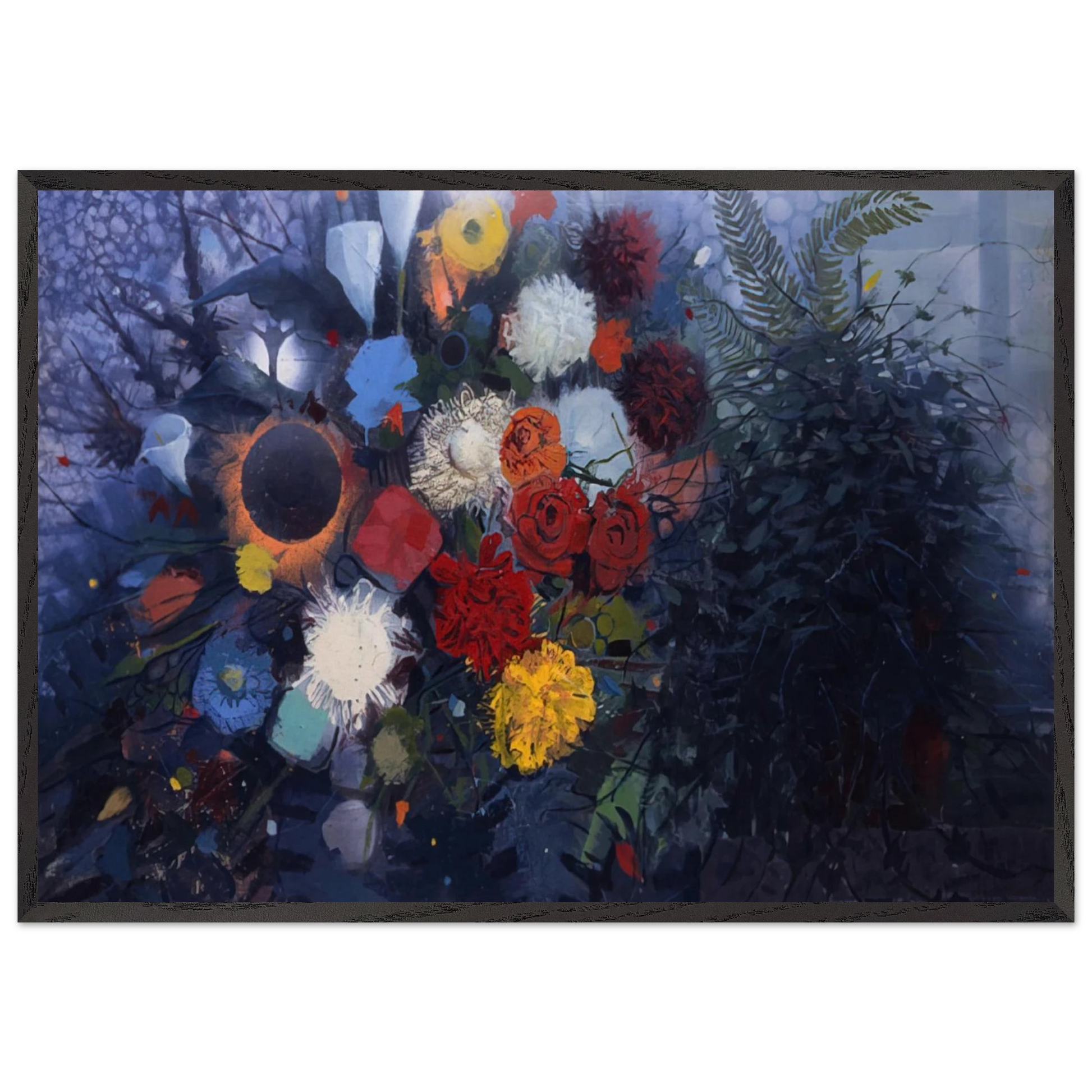 Flowers No 1 - 1975 - Gebre Kristos Desta Framed Art Print – Black Wooden Frame - Default Title - -Framed Art Print