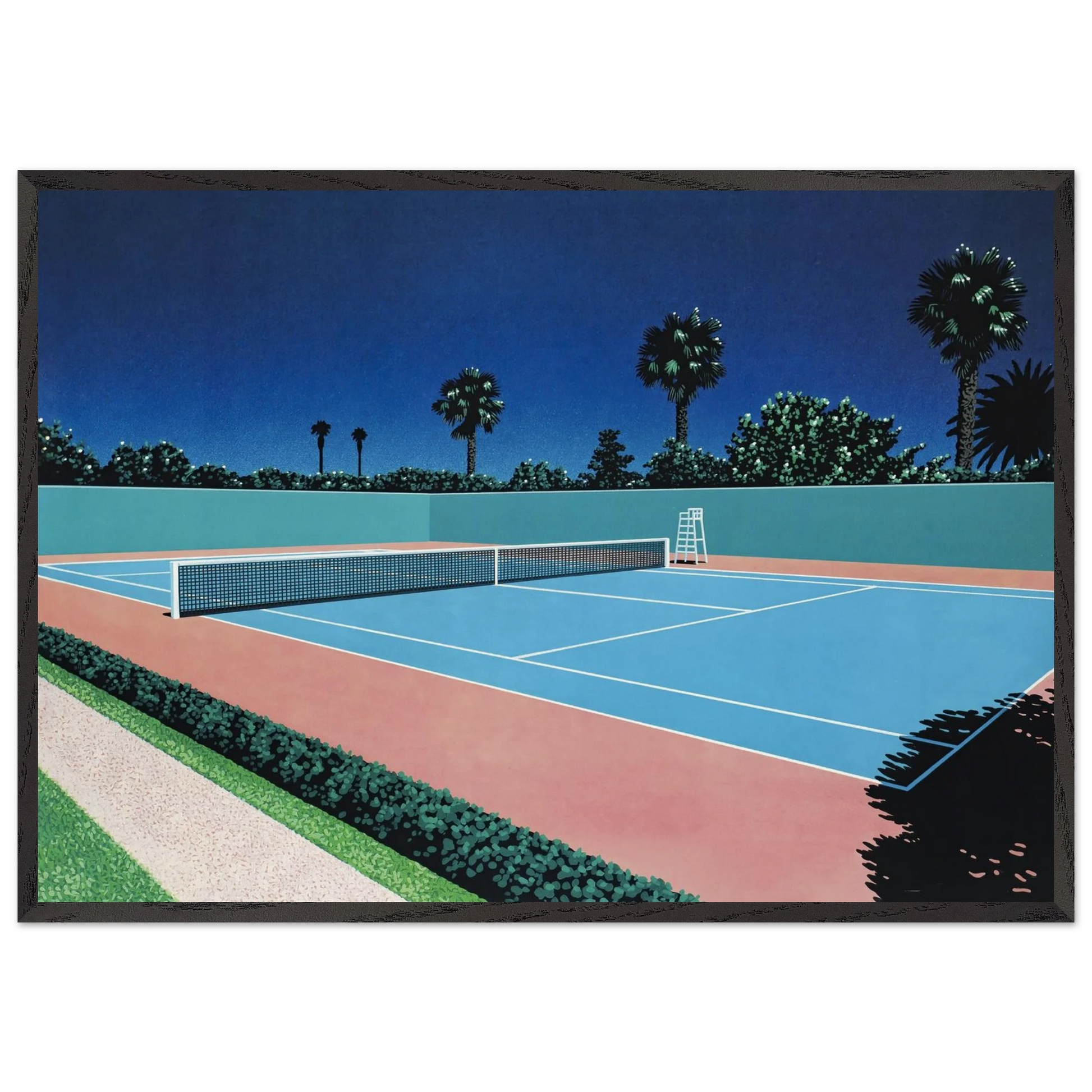 Tennis Court - Hiroshi Nagai Framed Art Print – Black Wooden Frame - Default Title - -Framed Art Print