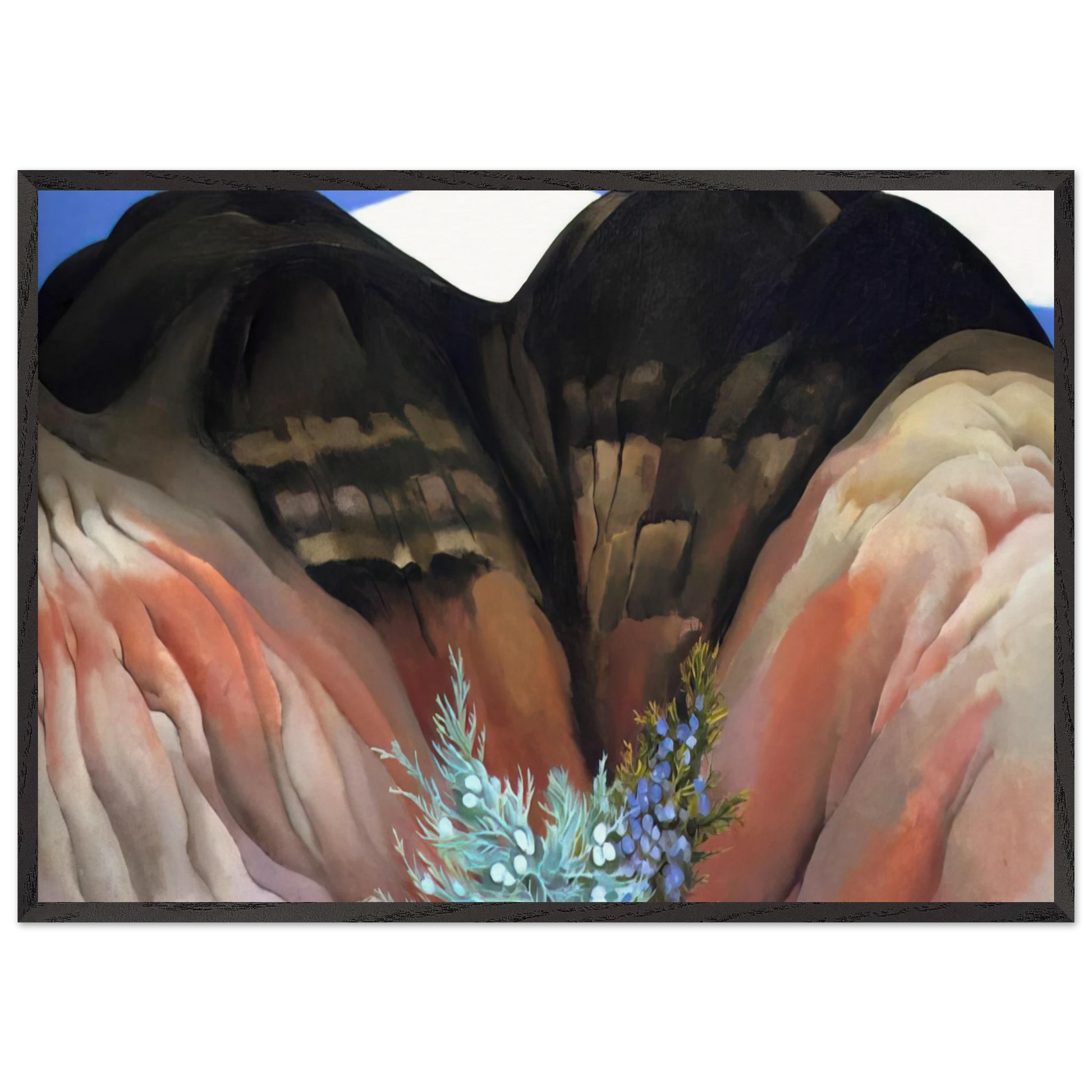 Black Hills with Cedar - Georgia OKeeffe 70x100 cm / 28x40 inches Framed Art Print – Black Wooden Frame