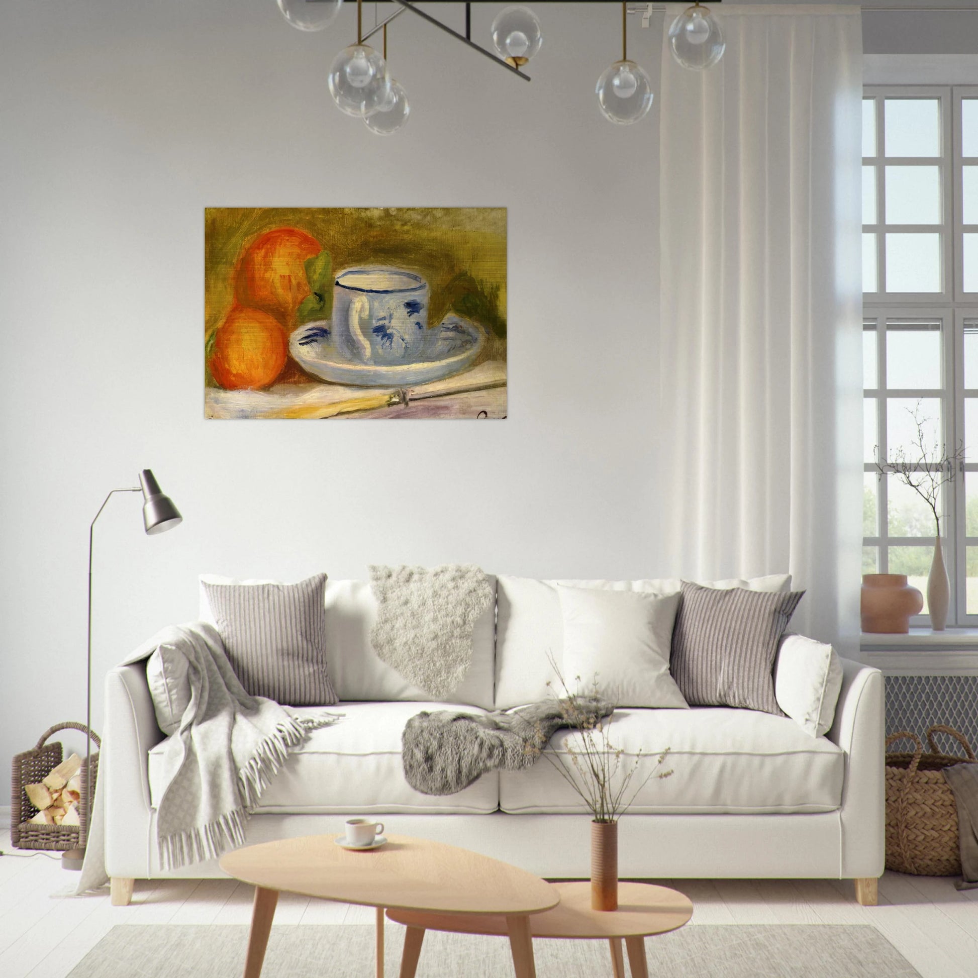 Cup and Oranges - Pierre-Auguste Renoir Brushed Aluminum Print - 70x100 cm / 28x40 inches | Pierre-Auguste Renoir Aluminum Print | Pierre-Auguste Renoir Prints
