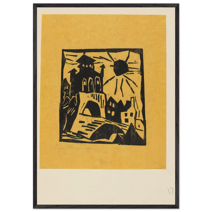 TOWN GATE RIBNITZ DAS TOR RIBNITZ 1918 - Lyonel Feininger 70x100 cm / 28x40 inches Framed Art Print – Black Wooden Frame