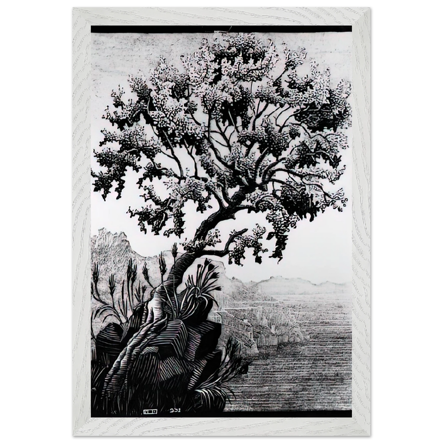 MC Escher - ESCHER (14) Wall Art - 21x29.7 cm / 8x12" - Premium Wooden Framed Poster With Fine Art Paper - Wood frame