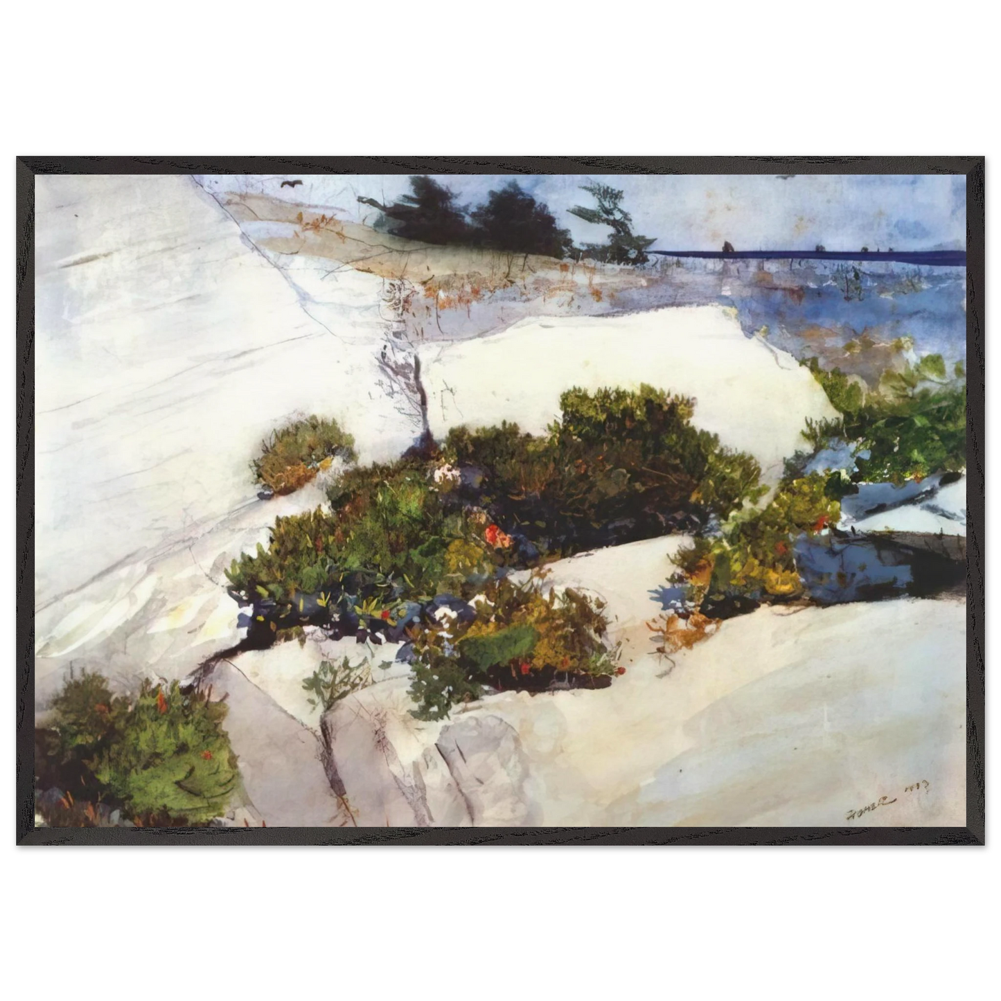 MAINE CLIFFS - Winslow Homer Framed Art Print – Black Wooden Frame - Default Title - -Framed Art Print