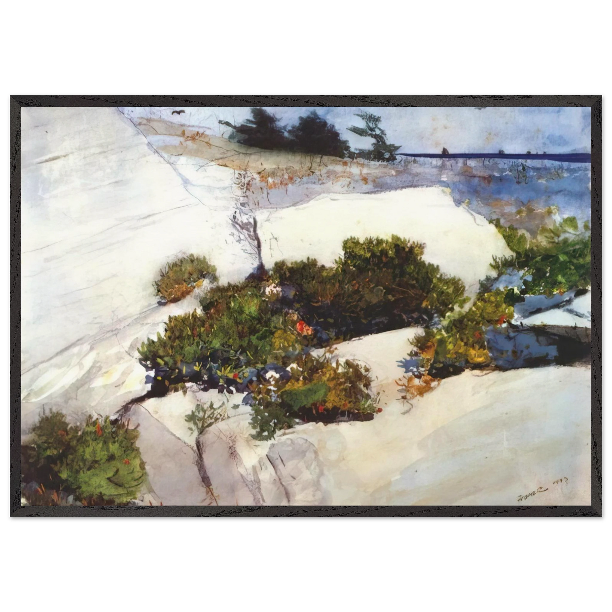 MAINE CLIFFS - Winslow Homer Framed Art Print – Black Wooden Frame - Default Title - -Framed Art Print
