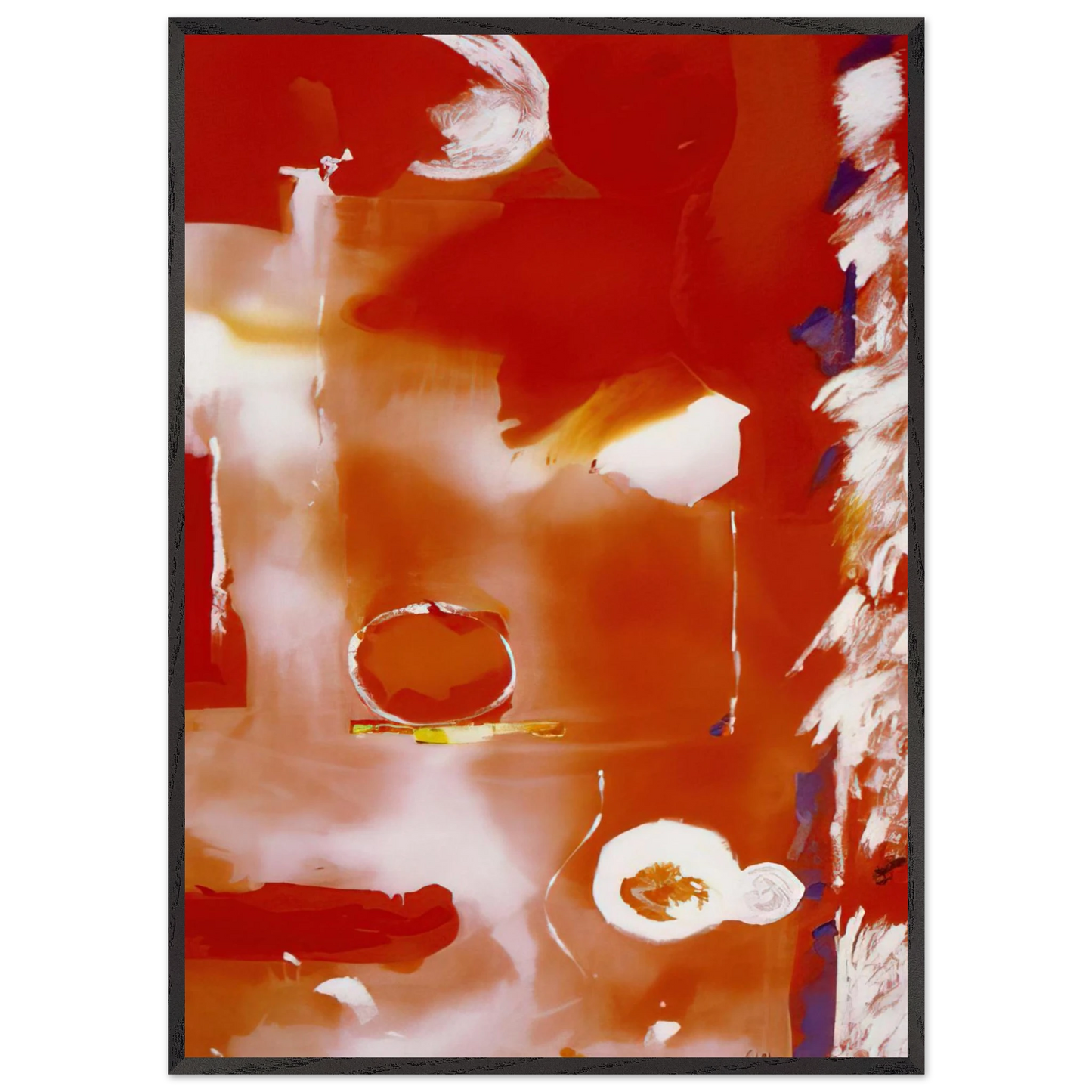 Helen Frankenthaler - Seeing the Moon on a Hot Summer Day - 1987 Wall art - 40x50 cm / 16x20 Inches - Premium Wooden Framed Poster With Fine Art Paper - Black frame