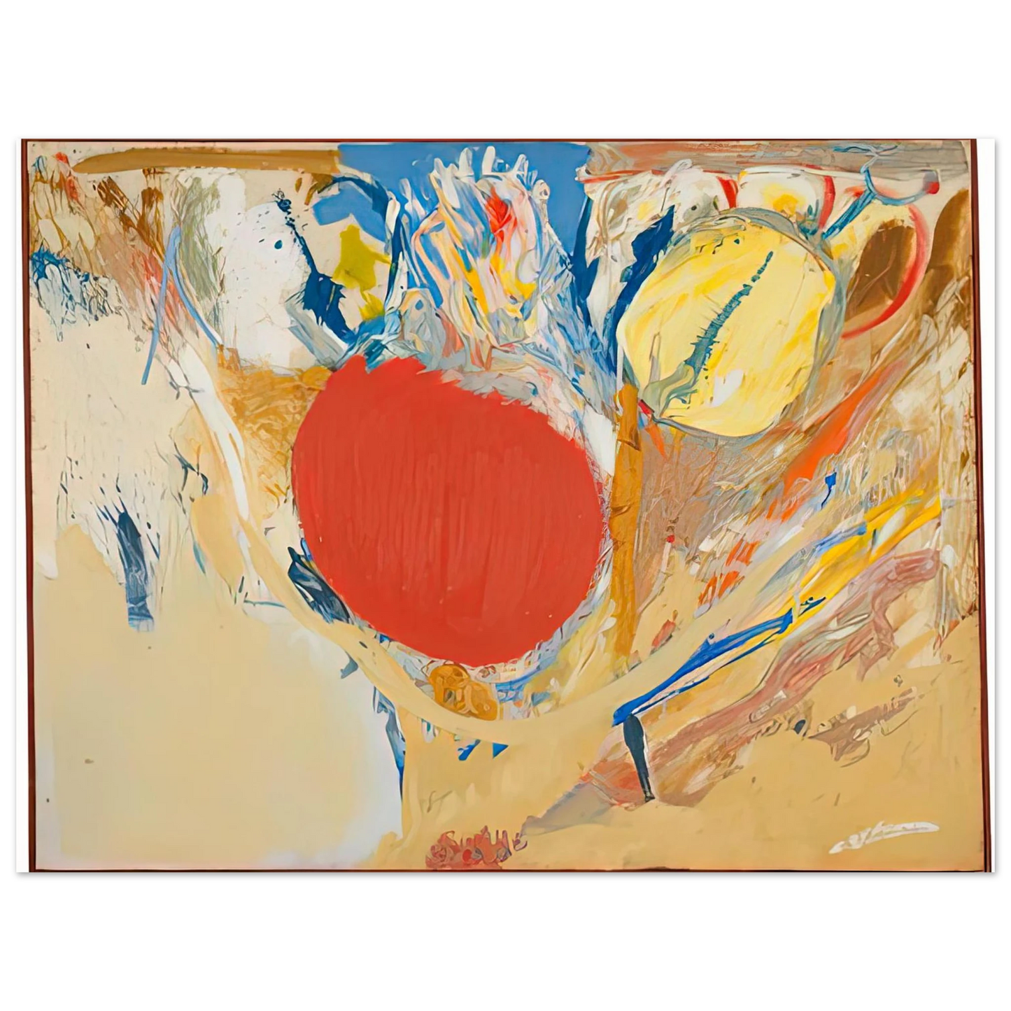 Helen Frankenthaler - Break Through, 1956- Wall Art - 60x80 cm / 24x32 inches - Premium Wooden Framed Poster With Fine Art Paper - Black frame