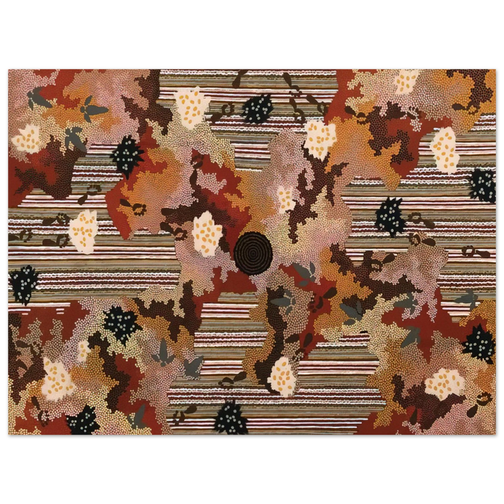 Clifford Possum Tjapaltjarri - Wildflowers at Yabbierangu - 1991  75x100 cm / 30x40inches Fine Art Poster