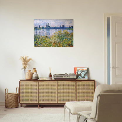 Flowers on the Banks of Seine near Vetheuil - claude monet Brushed Aluminum Print - 70x100 cm / 28x40 inches | claude monet Aluminum Print | claude monet Prints