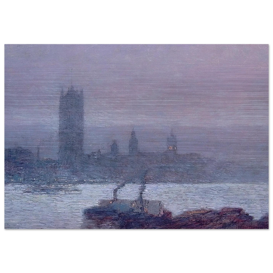 Houses of Parliament, Early Evening - Childe Hassam Brushed Aluminum Print - 70x100 cm / 28x40 inches | Childe Hassam Aluminum Print | Childe Hassam Prints