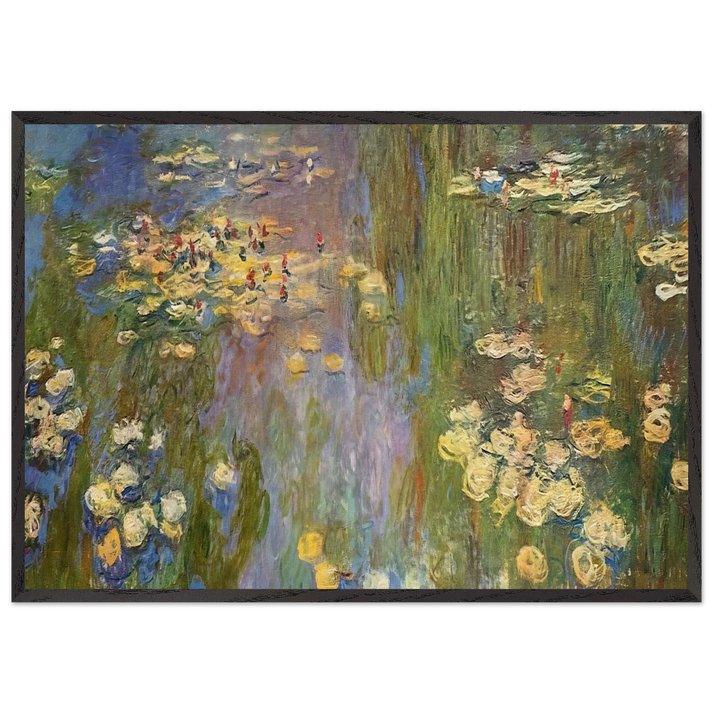 Water Lilies - claude monet 70x100 cm / 28x40 inches Framed Art Print – Black Wooden Frame