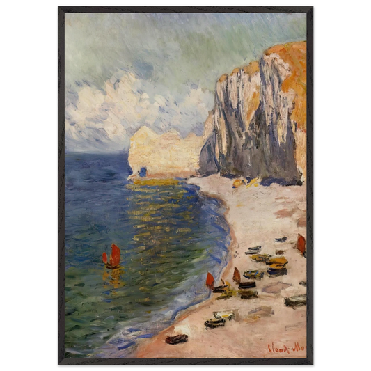 The Beach and the Falaise dAmont - claude monet Framed Art Print – Black Wooden Frame - Default Title - -Framed Art Print