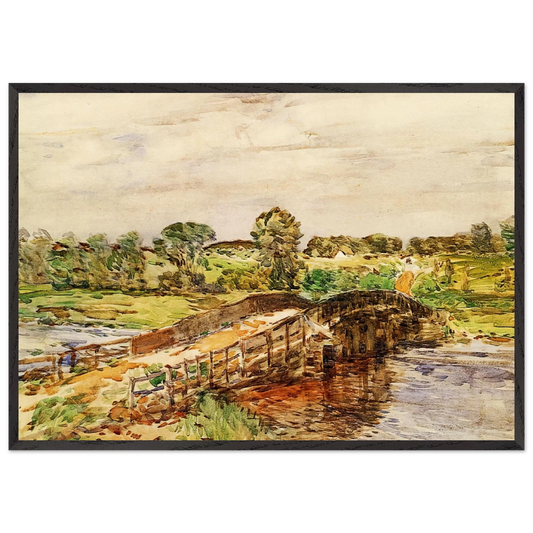 Bridge at Old Lyme 02 - Childe Hassam 70x100 cm / 28x40 inches Framed Art Print – Black Wooden Frame