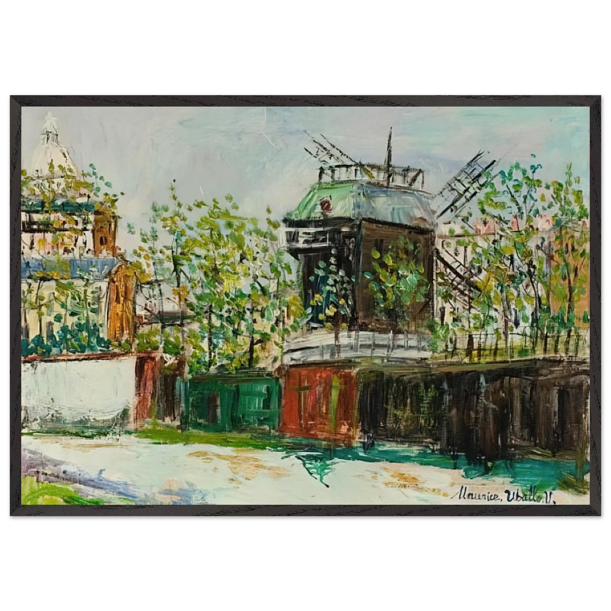 MOULIN DE LA GALETTE 4 - Maurice Utrillo Framed Art Print – Black Wooden Frame - Default Title - -Framed Art Print