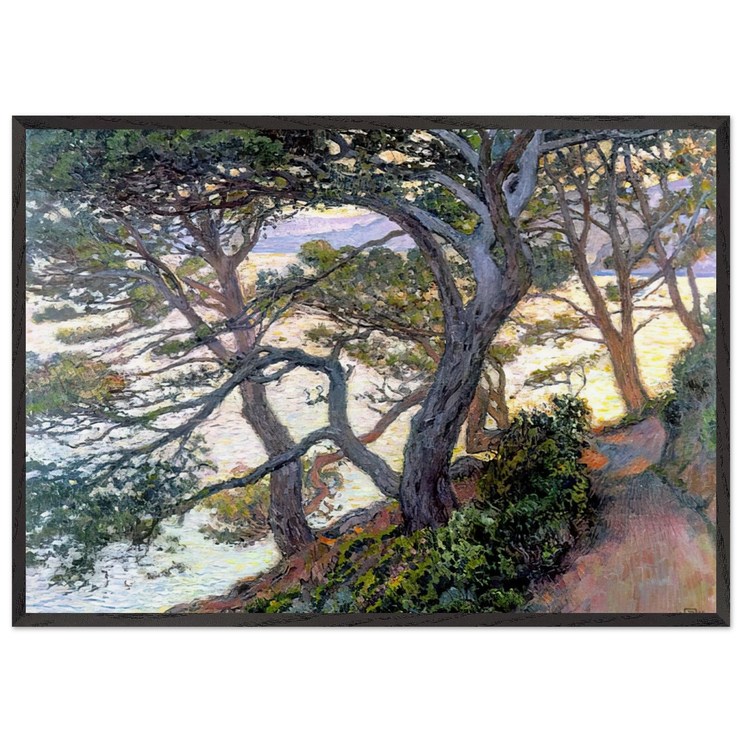 PINES OF RAYOL 1912 - Theo van Rysselberghe Framed Art Print – Black Wooden Frame - Default Title - -Framed Art Print