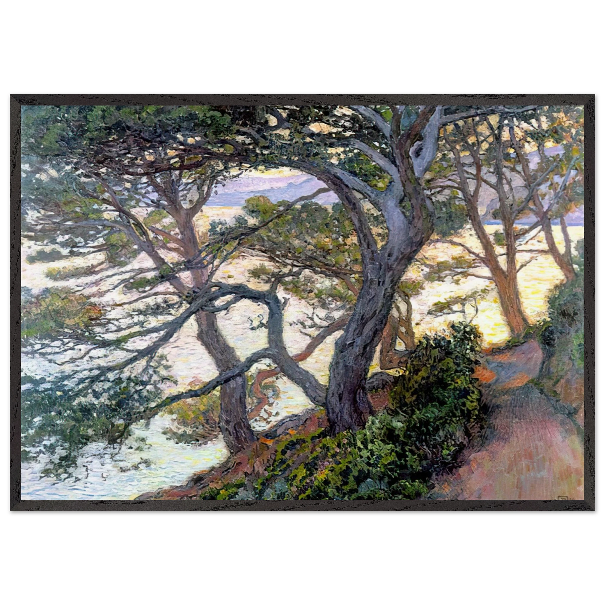 PINES OF RAYOL 1912 - Theo van Rysselberghe Framed Art Print – Black Wooden Frame - Default Title - -Framed Art Print