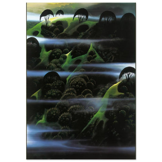 Early Morning Fog - Eyvind Earle Brushed Aluminum Print - 70x100 cm / 28x40 inches | Eyvind Earle Aluminum Print | Eyvind Earle Prints