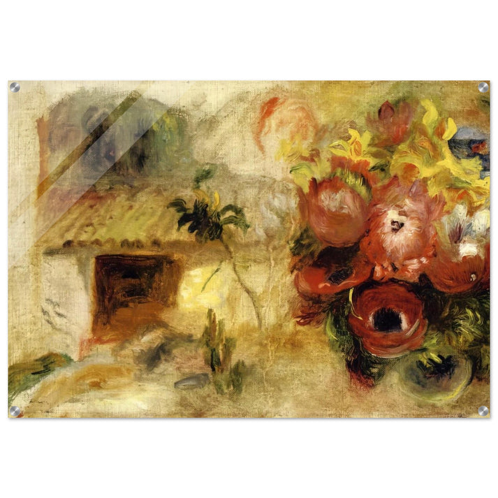 Small House, Buttercups and Diverse Flowers study - Pierre-Auguste Renoir Acrylic Print - 70x100 cm / 28x40″ inches