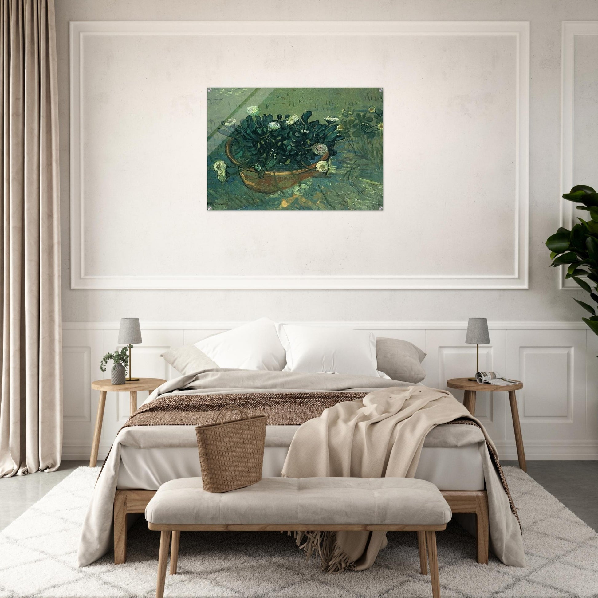 Still Life Bowl with Daisies - Vincent van Gogh Acrylic Print - 70x100 cm / 28x40″ inches | Vincent van Gogh Wall Art | Vincent van Gogh Prints