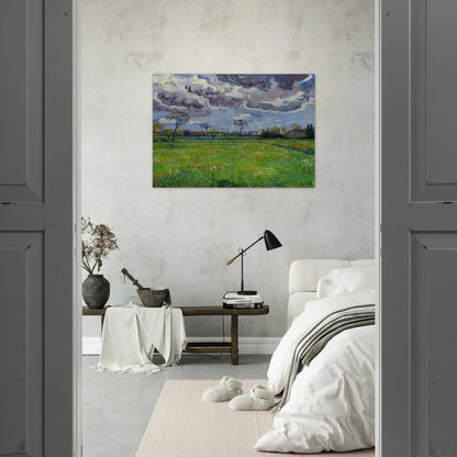 Landscape under a Stormy Sky - Vincent van Gogh Brushed Aluminum Print - 70x100 cm / 28x40 inches | Vincent van Gogh Aluminum Print | Vincent van Gogh Prints
