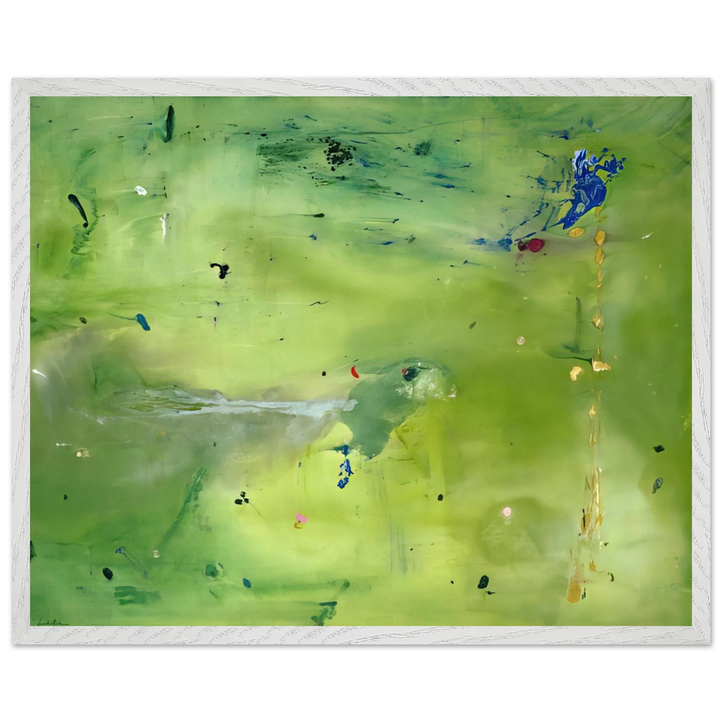 Helen Frankenthaler - A Green Thought in a Green Shade - 1981 Wall art - 60x80 cm / 24x32 Inches - Premium Wooden Framed Poster With Fine Art Paper - White frame