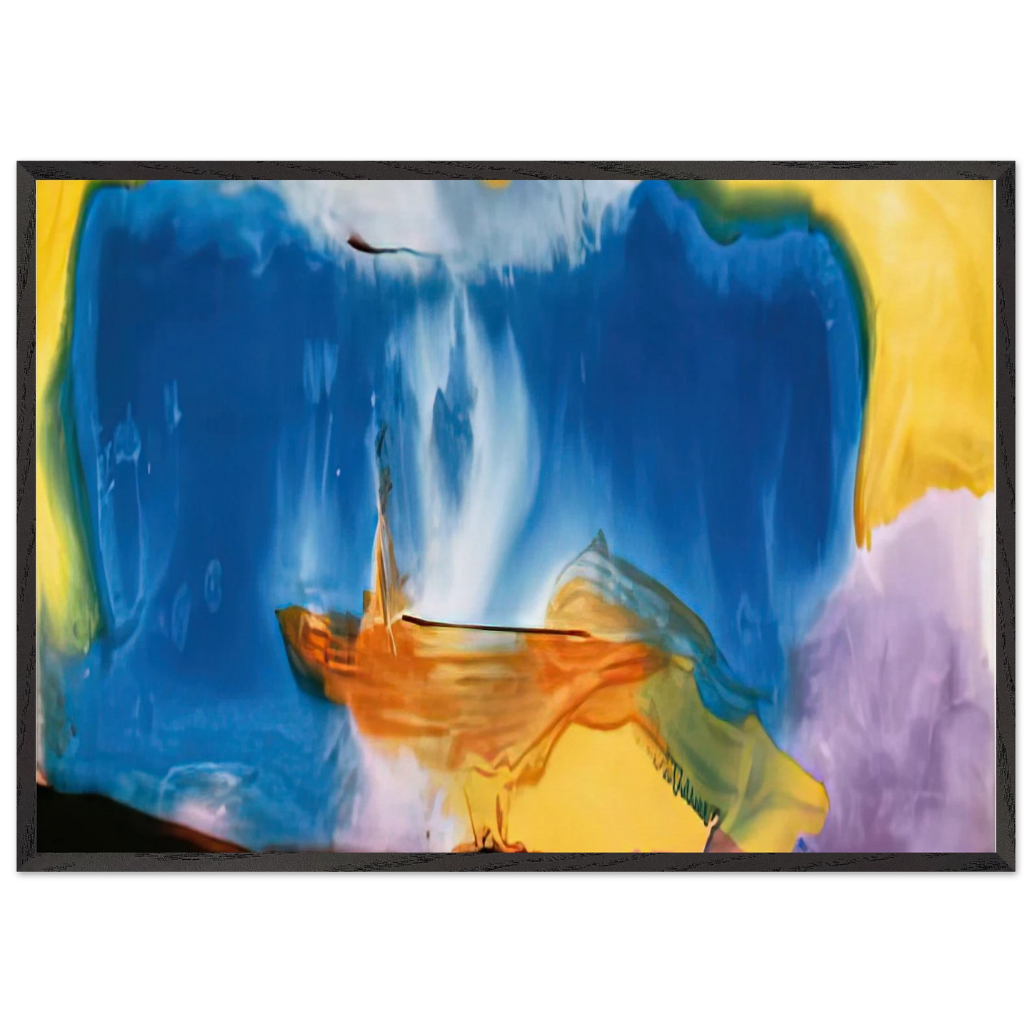 Moveable Blue 1973- - Helen Frankenthaler Framed Art Print – Black Wooden Frame - Default Title - -Framed Art Print