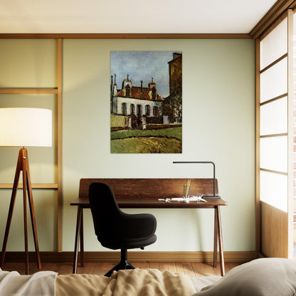 HOUSE IN THE SUBURBS OF PARIS - Maurice Utrillo Brushed Aluminum Print - 70x100 cm / 28x40 inches | Maurice Utrillo Aluminum Print | Maurice Utrillo Prints