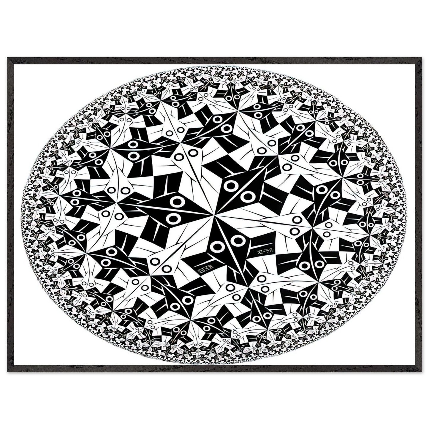 MC Escher - CIRCLE LIMIT I Wall Art - 30x40 cm / 12x16 inches - Premium Wooden Framed Poster With Fine Art Paper - Wood frame
