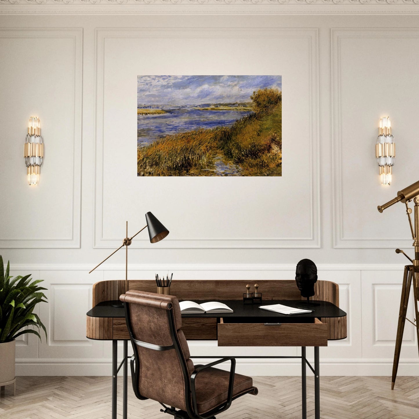 The Banks of the Seine at Champrosay - Pierre-Auguste Renoir Brushed Aluminum Print - 70x100 cm / 28x40 inches | Pierre-Auguste Renoir Aluminum Print | Pierre-Auguste Renoir Prints