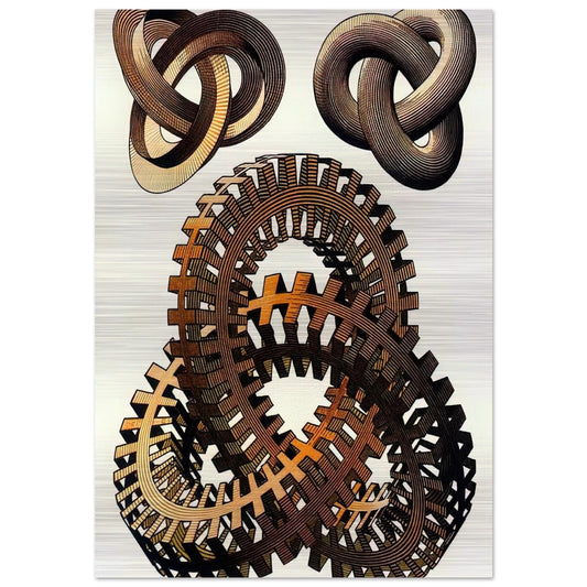 KNOTS COLOUR - MC Escher Brushed Aluminum Print - 70x100 cm / 28x40 inches | MC Escher Aluminum Print | MC Escher Prints