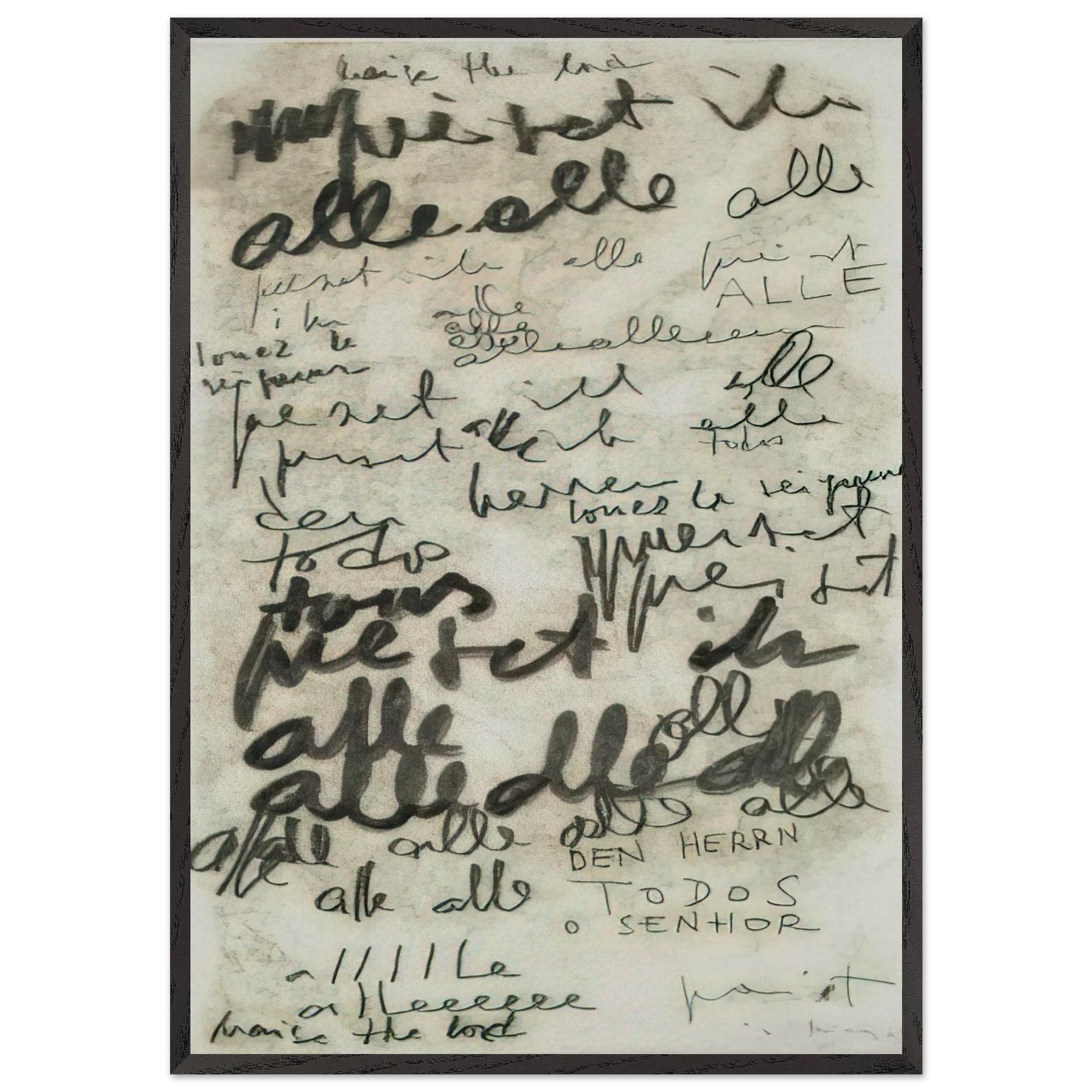 Untitled Alle - 1965 - Mira Schendel Framed Art Print – Black Wooden Frame - Default Title - -Framed Art Print