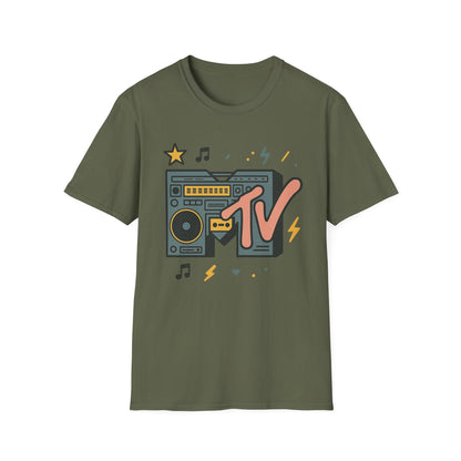 Retro MTV Vintage Cheetah Print Music Television Graphic Tee 80s 90s Throwback Unisex Band Shirt Animal Print Rock Style T-Shirt