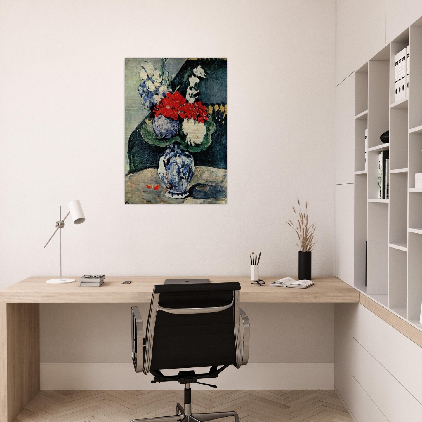 Still life, Delft vase with flowers - Paul Cézanne Brushed Aluminum Print - 70x100 cm / 28x40 inches | Paul Cézanne Aluminum Print | Paul Cézanne Prints