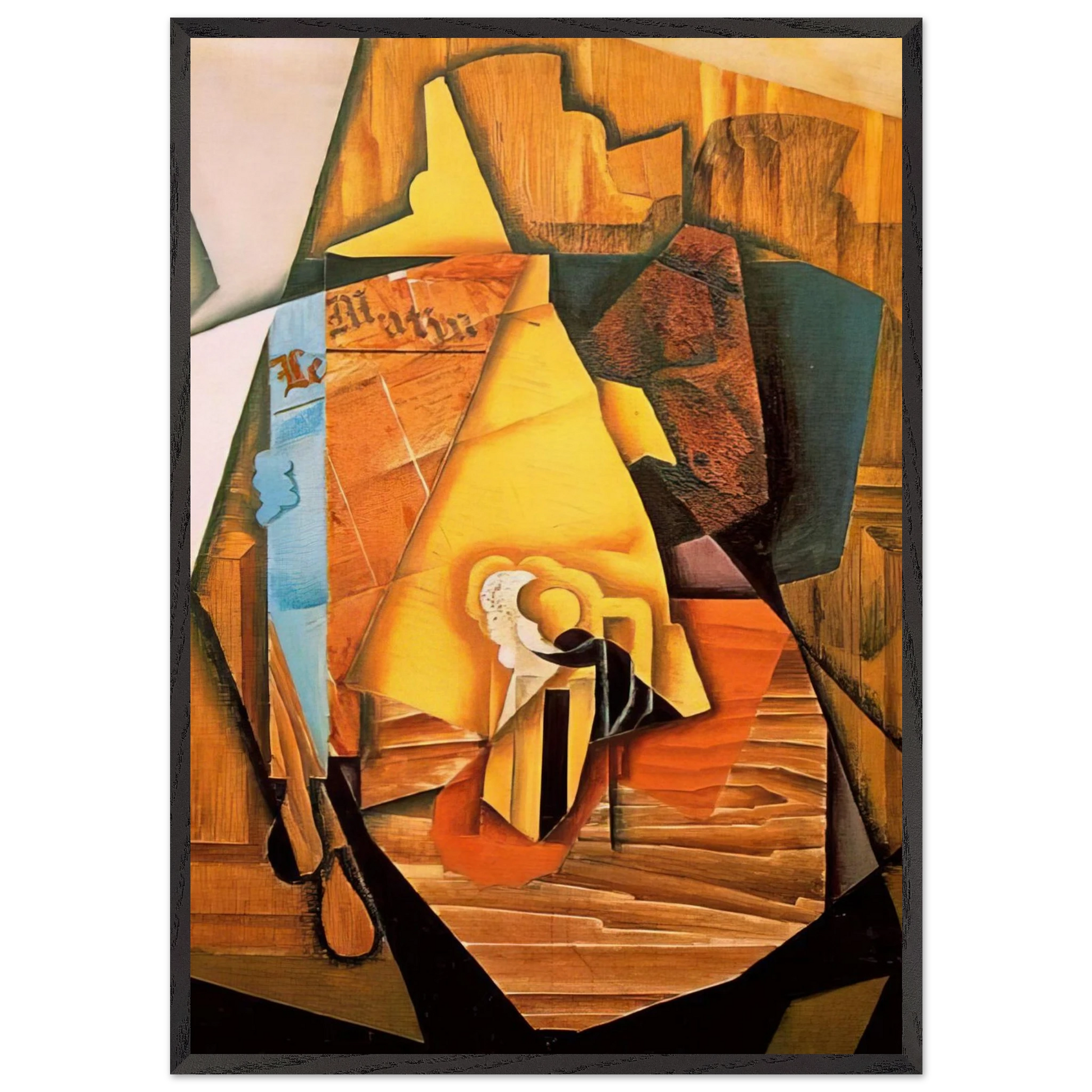 A MAN IN A CAFE 1914 - Juan Gris Framed Art Print – Black Wooden Frame - Default Title - -Framed Art Print