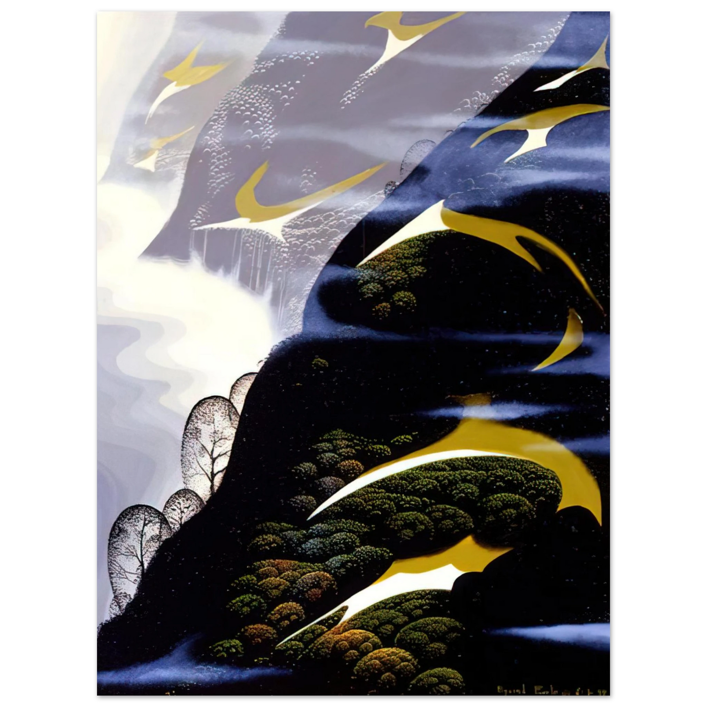 Eyvind Earle - Copy of Sea mist and Pastures Fine Art Poster - Default Title