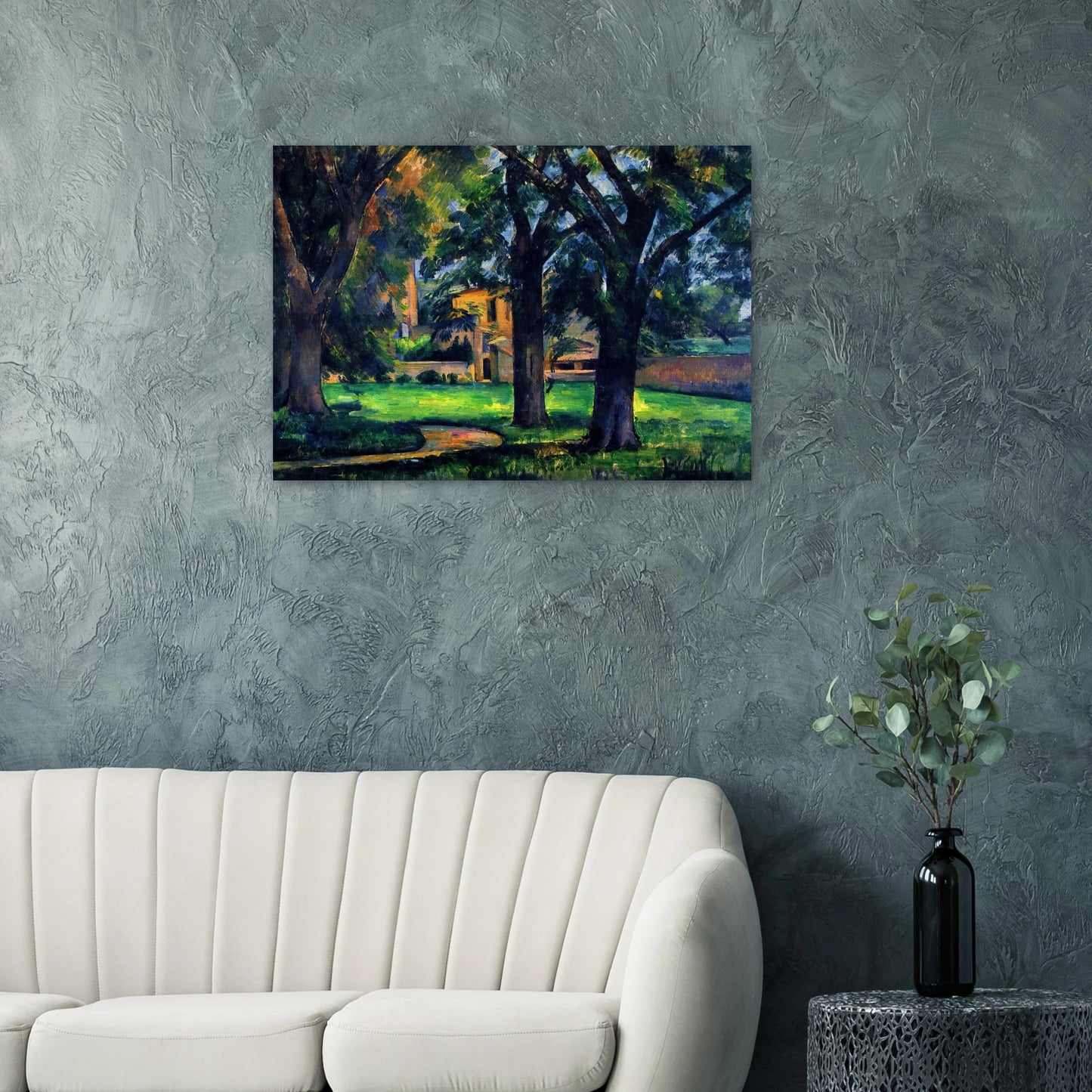 Chestnut Tree and Farm - Paul Cézanne Brushed Aluminum Print - 70x100 cm / 28x40 inches | Paul Cézanne Aluminum Print | Paul Cézanne Prints