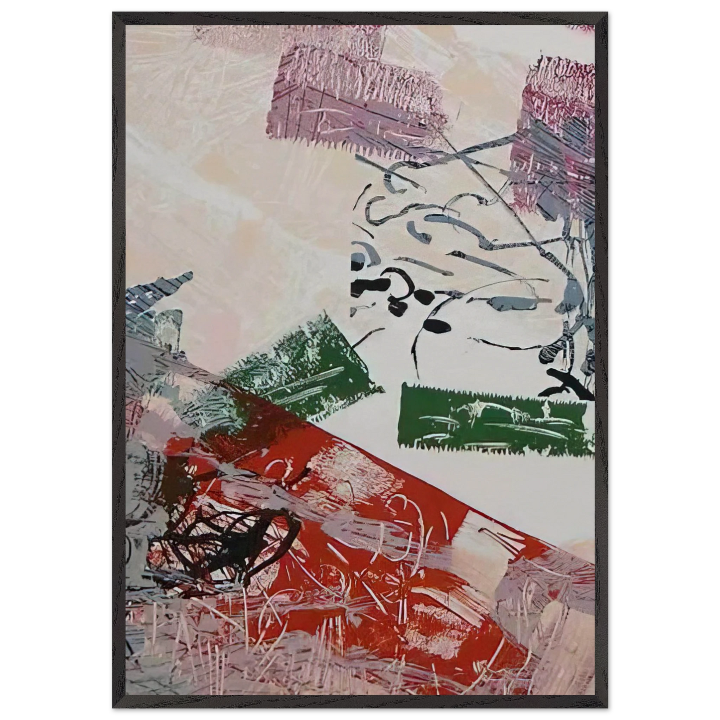 Lithograph 1968 - Jean-Paul Riopelle Framed Art Print – Black Wooden Frame - Default Title - -Framed Art Print