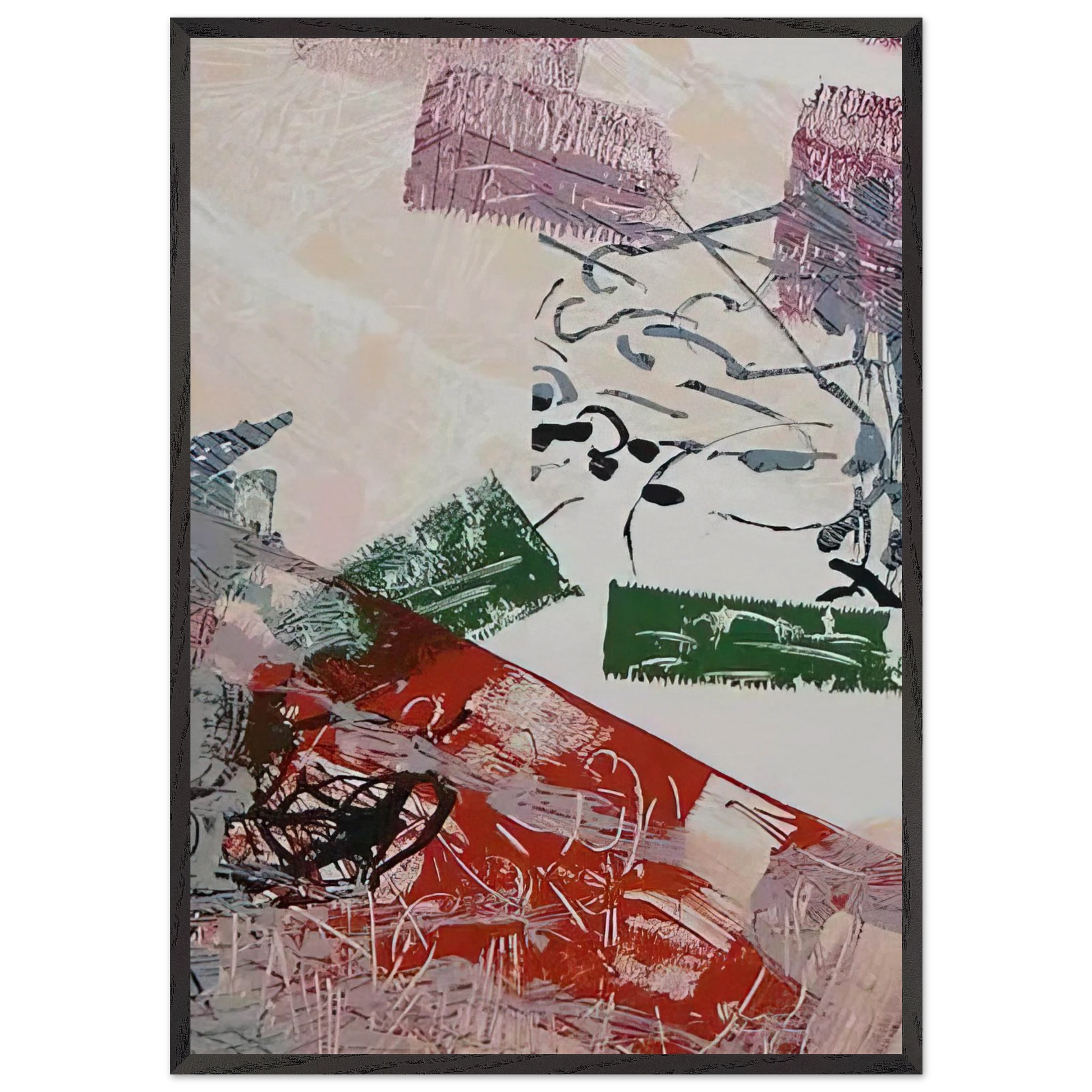 Lithograph 1968 - Jean-Paul Riopelle Framed Art Print – Black Wooden Frame - Default Title - -Framed Art Print