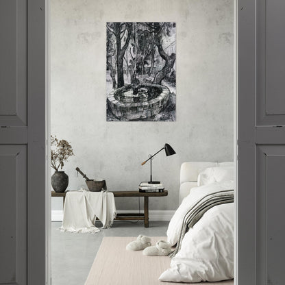 Fountain in the Garden of Saint-Paul Hospital - Vincent van Gogh Brushed Aluminum Print - 70x100 cm / 28x40 inches | Vincent van Gogh Aluminum Print | Vincent van Gogh Prints