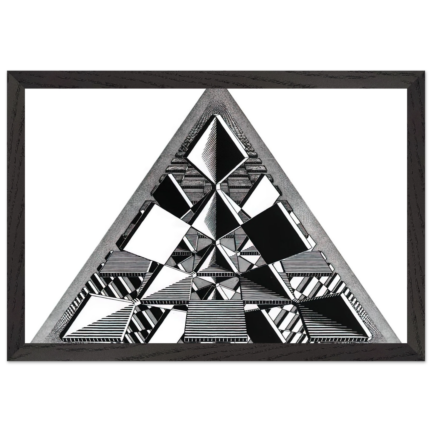 MC Escher - THREE INTERSECTING PLANES Wall Art - 30x40 cm / 12x16 inches - Premium Wooden Framed Poster With Fine Art Paper - White frame